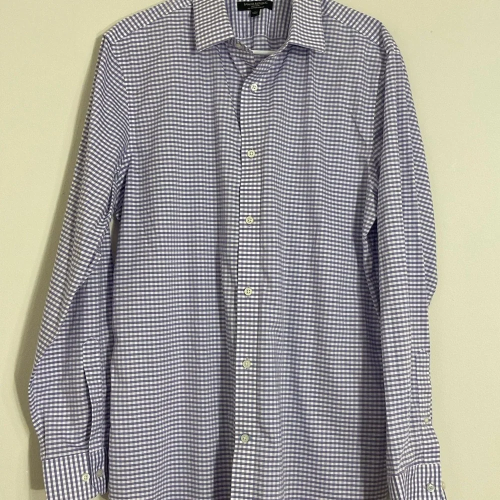 Banana Republic Grant Fit L/S Cotton Shirt Men Size Large Blue/pink Checked